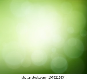 Nature gradient background  with bokeh effect. Abstract Green blurred backdrop. Vector illustration. Ecology concept for your graphic design, banner or poster.