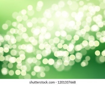Nature gradient background with bokeh effect. Abstract Green blurred backdrop. Vector illustration. Ecology concept for your graphic design, banner or poster.