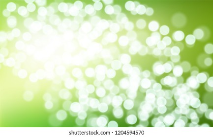 Nature gradient background with bokeh effect. Abstract Green blurred backdrop. Vector illustration. Ecology concept for your graphic design, banner or poster