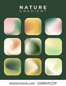 Nature Gradient Background Bundle - Green Earth Tone Smooth Texture Vector Set for Eco Design