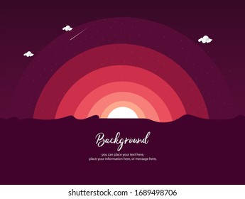 Nature gradient red waves modern concept paper art 3d abstract vector background