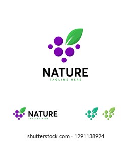 Nature Grape Logo Designs, Pure Grape Logo Designs Template, Great Grape Logo Template