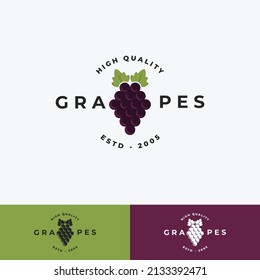 Nature Grape logo vector illustration design template, Grape logo template