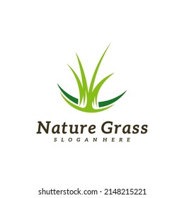 Vector de diseño del logotipo de Nature Grass, diseño del logotipo de Creative Grass Plantilla Ilustración