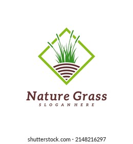 Nature Grass logo design vector, Creative Grass logo design Template Illustration