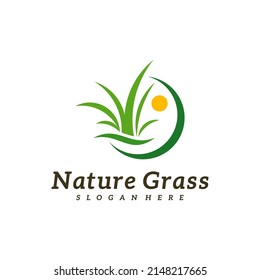 Vector de diseño del logotipo de Nature Grass, diseño del logotipo de Creative Grass Plantilla Ilustración
