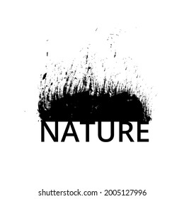 Nature grass logo icon sign background Hand drawn grunge ink sketch Wild flower symbol emblem Abstract design Cartoon style Fashion print clothes apparel greeting invitation card cover flyer poster