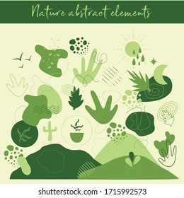 Nature green abstract elements mood board 
