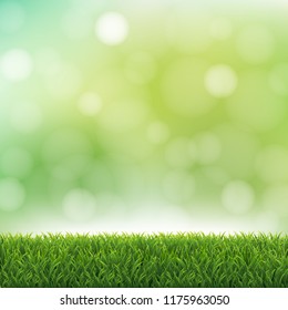 Nature Green Background With Bokeh With Gradient Mesh, Vector Illustration
