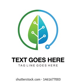 nature green and blue leaf technology modern logo