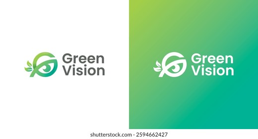 nature green eye g letter logo vector