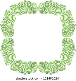 Nature green frame of leaves. Vector illustration