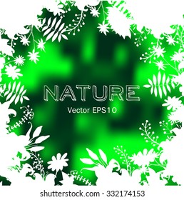 Nature green herbal label blur background. Vector