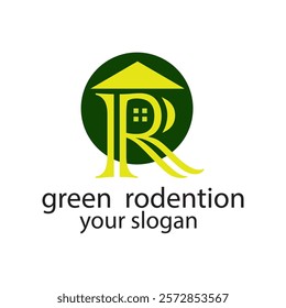 Nature green home rodention logo design vector