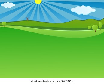 Nature Green landscape with blue sky for website background