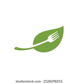 Nature Green Leaf Fork Icon Vector Logo Template Illustration Design