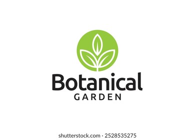 Nature green leaf garden botany logo design premium vector