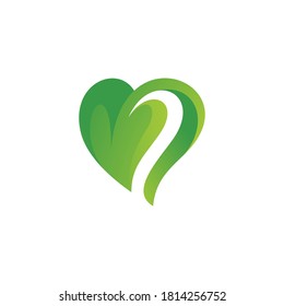Nature Green Leaf with Heart Love Shape