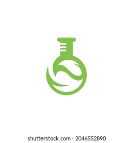Diseño del logotipo de la hoja verde natural y del laboratorio de laboratorio