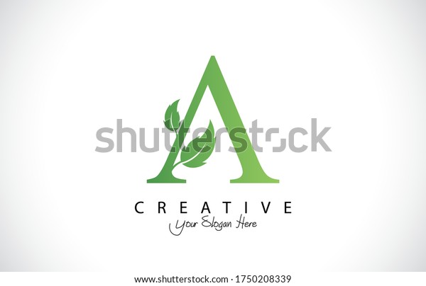 Nature Green Leaf Letter Logo Design Stock Vector (Royalty Free) 1750208339
