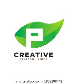 Nature Green Leaf Letter P Logo Design. monogram logo. Green Leaves Alphabet Icon. Usable for Business, Science, Healthcare, Medical and Nature Logos.Flat Vector Logo Design Template Element. Eps10