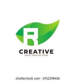 Nature Green Leaf Letter R Logo Design. monogram logo. Green Leaves Alphabet Icon. Usable for Business, Science, Healthcare, Medical and Nature Logos.Flat Vector Logo Design Template Element. Eps10