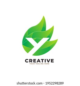 Nature Green Leaf Letter Y Logo Design. monogram logo. Green Leaves Alphabet Icon. Usable for Business, Science, Healthcare, Medical and Nature Logos.Flat Vector Logo Design Template Element. Eps10