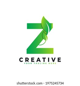 Nature Green Leaf Letter Z Logo Design. monogram logo. Green Leaves Alphabet Icon. Usable for Business, Science, Healthcare, Medical and Nature Logos