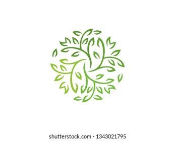 Nature Green Leaf Logo Design. Eco Natural Organic Vector Graphic Icon.