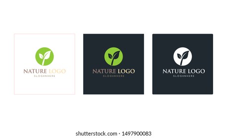 nature green leaf logo pack
