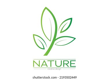 Nature. A green leaf in a square. Template for a logo, sticker, emblem or label. Icon for websites and applications. Flat style