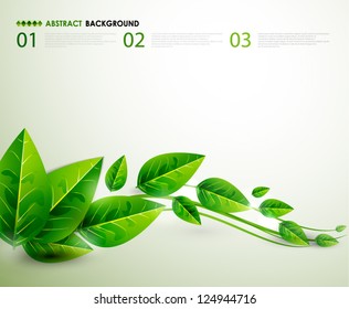 Nature green leaves | Vector flying leaves abstract background