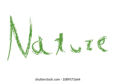Nature with green letters.