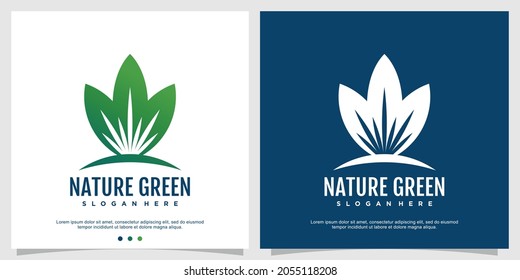Nature green logo concept with creative style Premium Vector