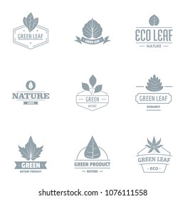 Nature green logo set. Simple set of 9 nature green vector logo for web isolated on white background