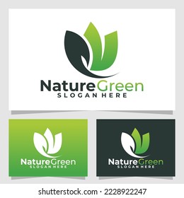 plantilla de diseño de vectores de logotipo verde natural