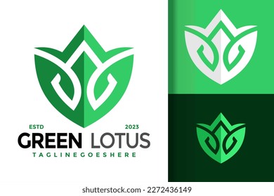  Nature green lotus flower logo vector icon illustration