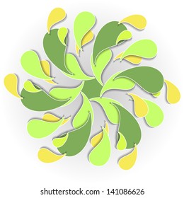 Nature green modern abstract vector shape with drops