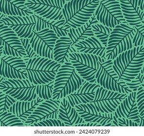 Nature green Palm leaves seamless pattern. Tropical pattern, palm leaves seamless vector floral background.