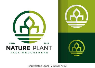 Icono de símbolo vectorial del diseño del logotipo de la Planta Verde Naturaleza