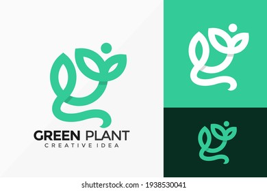 Nature Green Plant Logo Vector Design. Abstract emblem, designs concept, logos, logotype element for template.