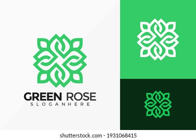 Nature Green Rose Logo Vector Design. Abstract emblem, designs concept, logos, logotype element for template.