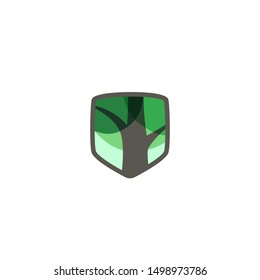 Nature or green shield vector logo template. This graphic with leaves or tree symbol. Suitable for ecology, farm, protect, guard, environment, recycle and emblem.