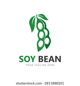 nature green soybean logo design. green soy bean illustration design healthy food logo design.