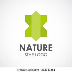 Nature green star abstract vector and logo design or template ecology business icon of company identity symbol concept
