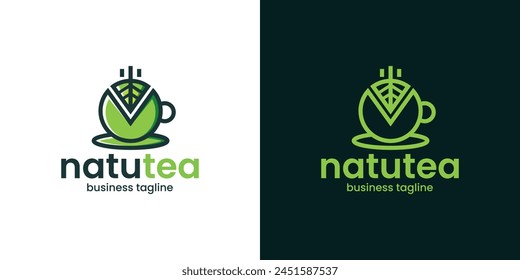 nature green tea logo vector