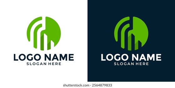 Nature greenhouse logo design vector symbol icon design with circular house concept.