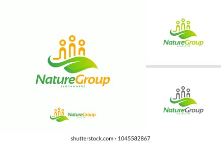 Nature Group logo designs concept vector, Ecology logo, People and Leaf logo template vector