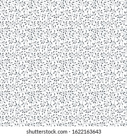 Nature hand drawn seamless pattern.  Twigs and leaves. 