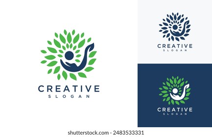 Plantilla de diseño de logotipo de mano de Naturaleza. Hoja y mano de inspiración de diseño de logotipo de la naturaleza	